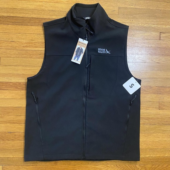 Eddie Bauer Other - Eddie Bauer Softshell Vest Mens Small Black Full Zip Zip Pockets Outdoor EB00968